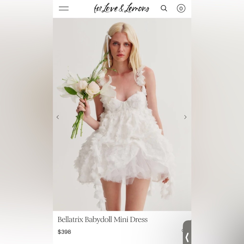 NWT For love and lemons Bellatrix babydoll mini dress